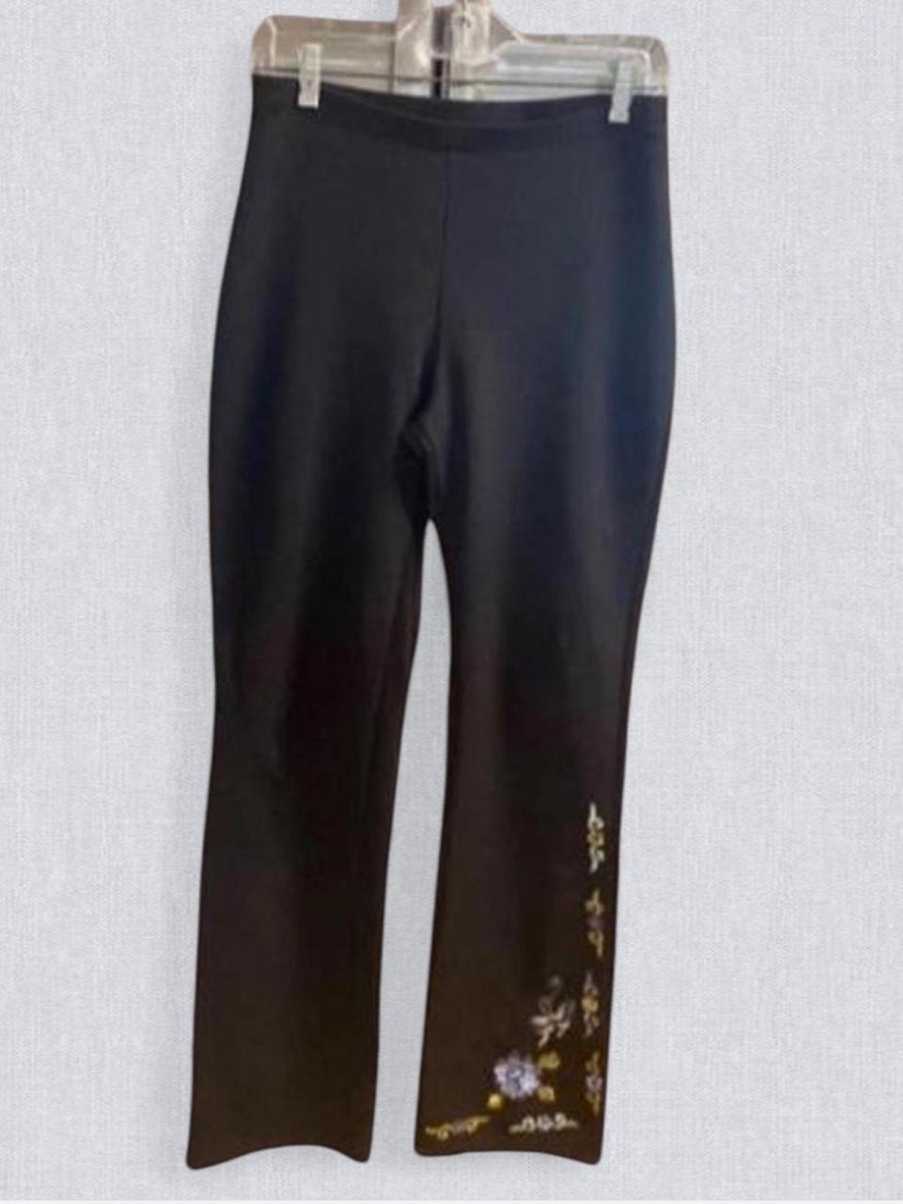 Vintage 90s Y2K EXPRESS Black Floral Embroidered Straight Leg Pants Small